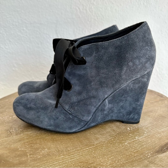 Born Crown Kensi Gray Suede Wedge Lace Up Shoes Size 8 - Picture 4 of 12